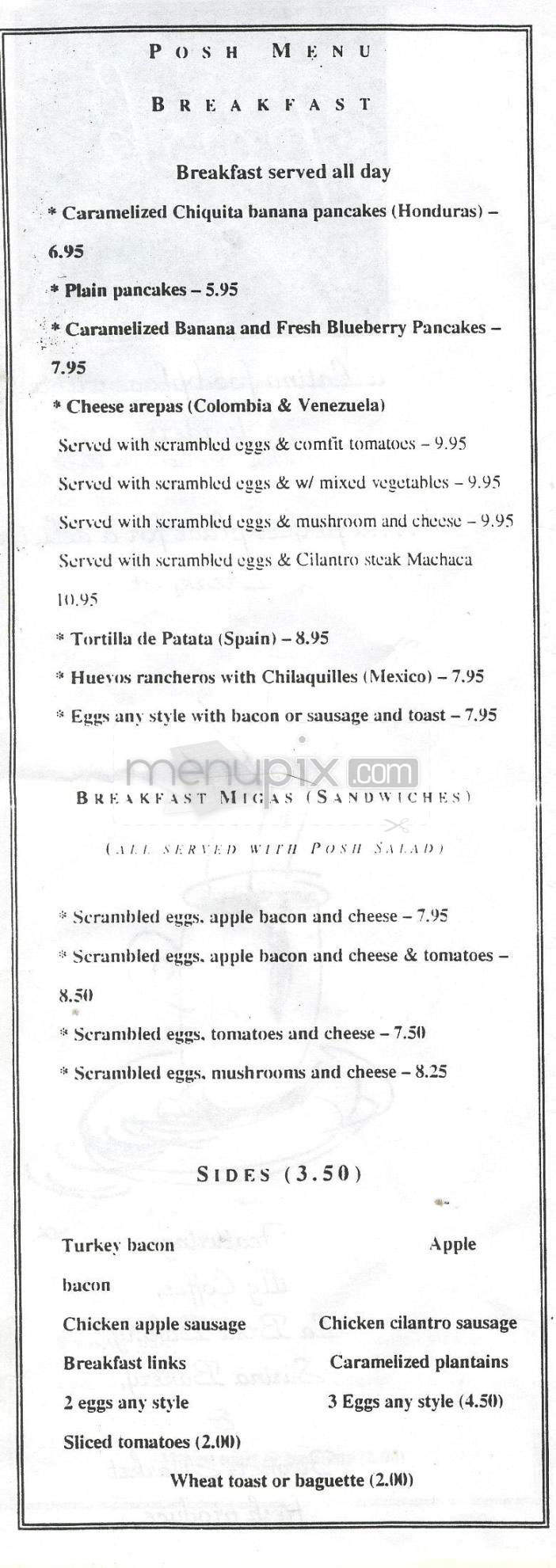 Posh - Los Angeles, CA menu_pic