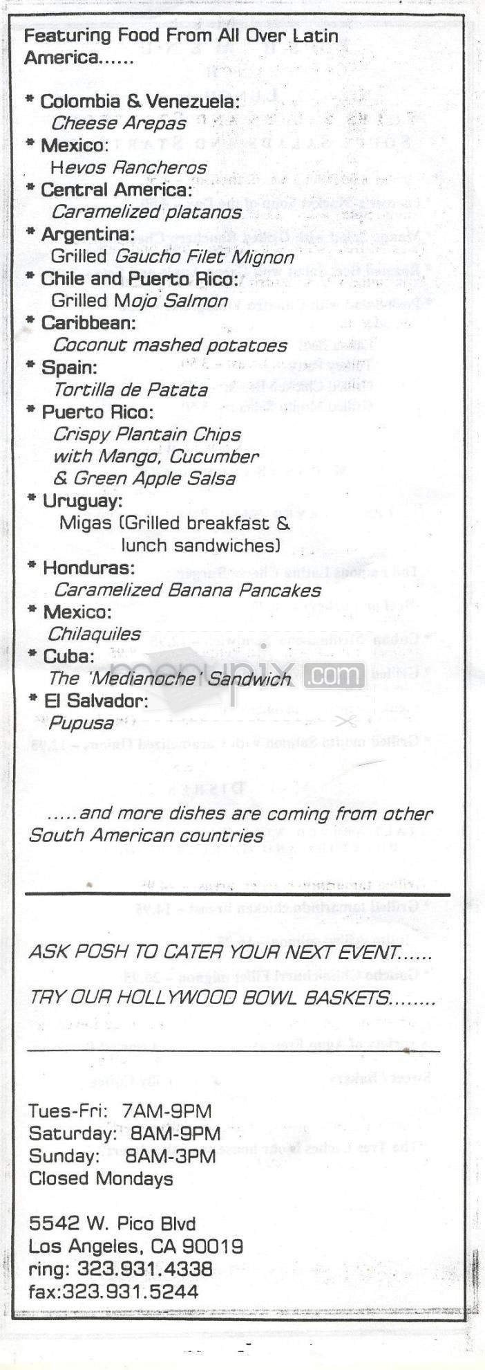 Posh - Los Angeles, CA menu_pic