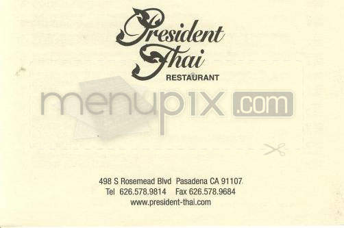 President Thai - Pasadena, CA menu_pic