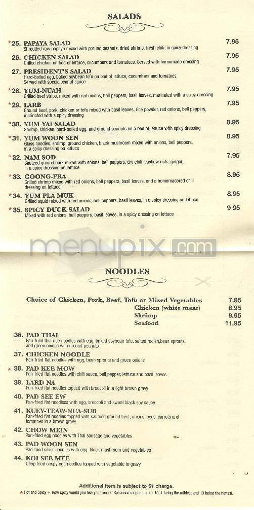 President Thai - Pasadena, CA menu_pic