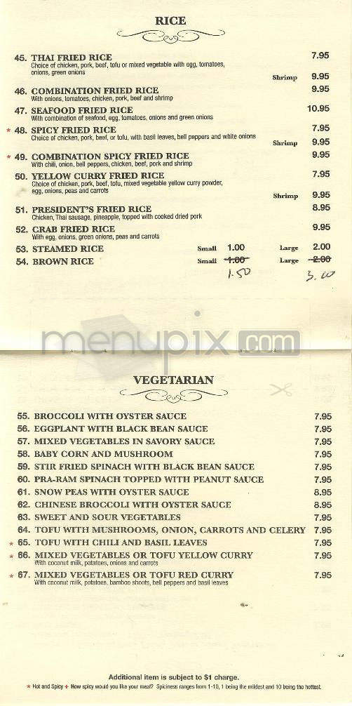 President Thai - Pasadena, CA menu_pic