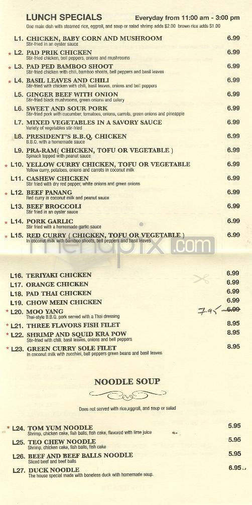 President Thai - Pasadena, CA menu_pic