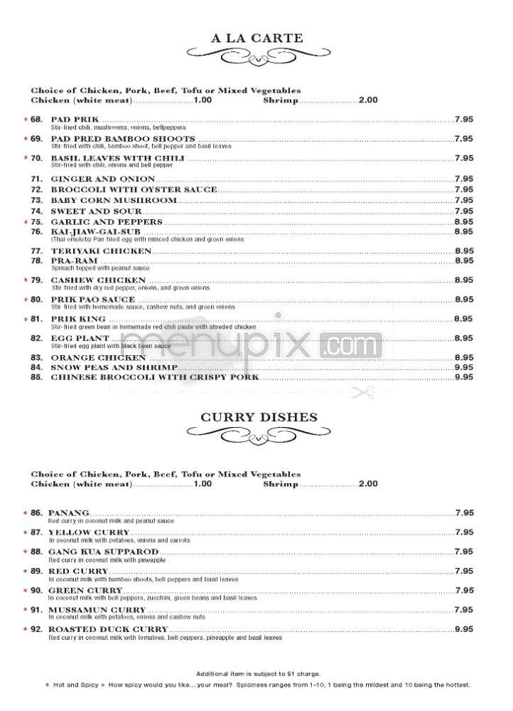President Thai - Pasadena, CA menu_pic