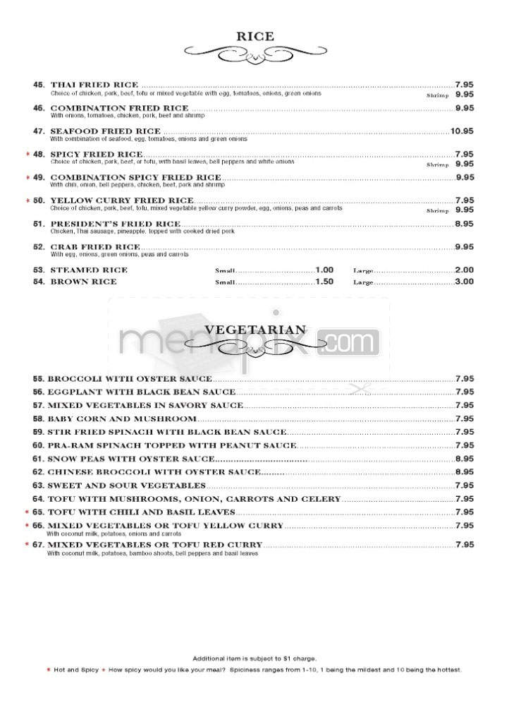 President Thai - Pasadena, CA menu_pic