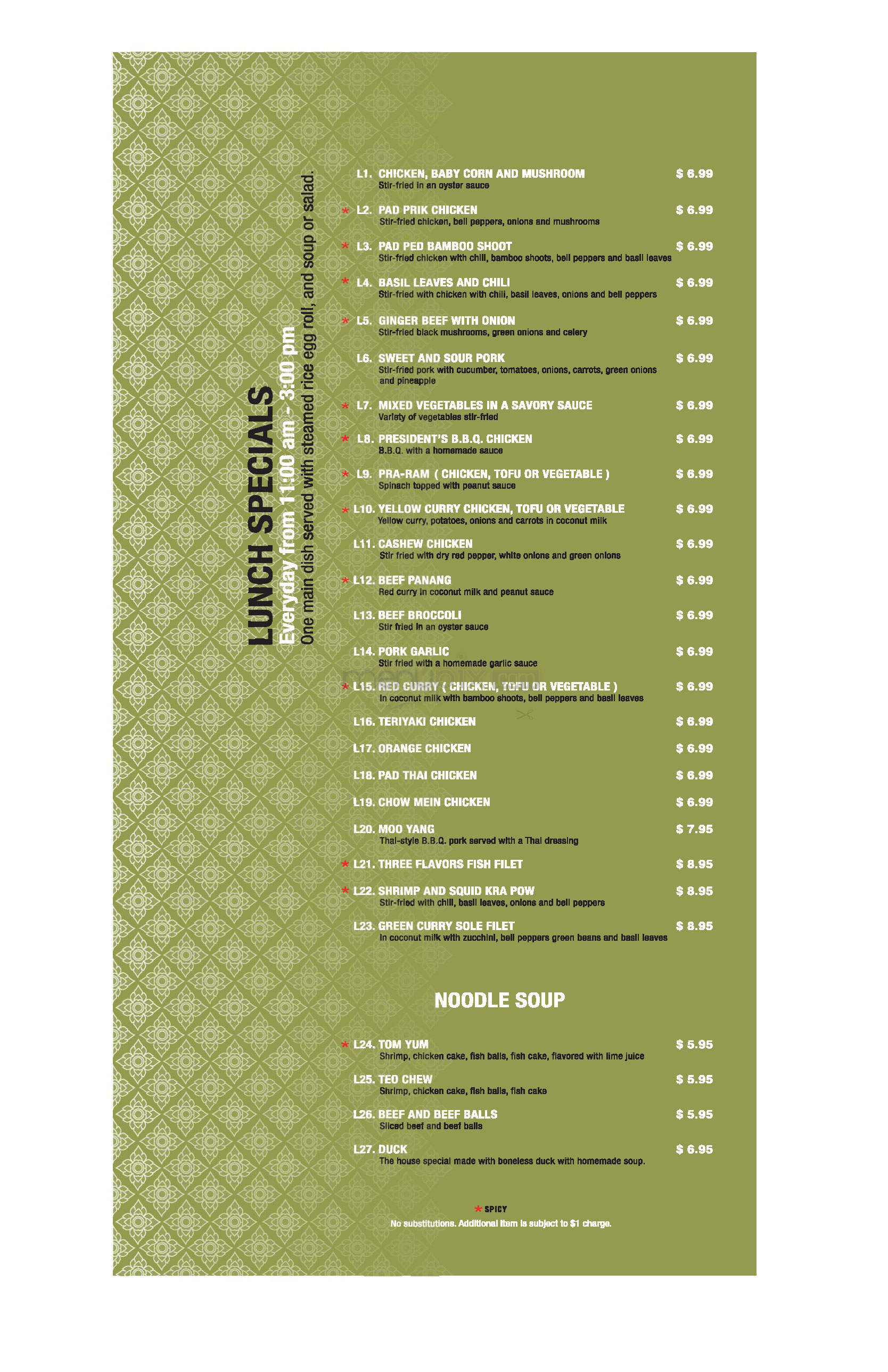 President Thai - Pasadena, CA menu_pic