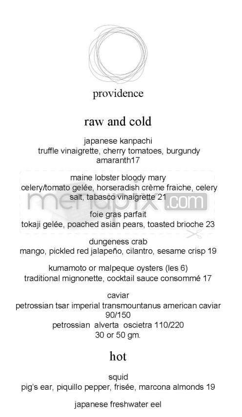 Providence - Los Angeles, CA menu_pic