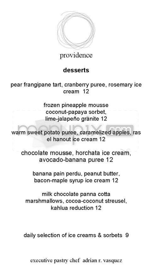 Providence - Los Angeles, CA menu_pic