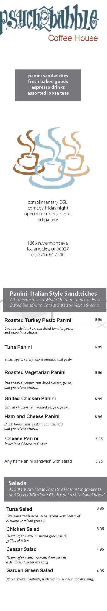 Psychobabble - Los Angeles, CA menu_pic