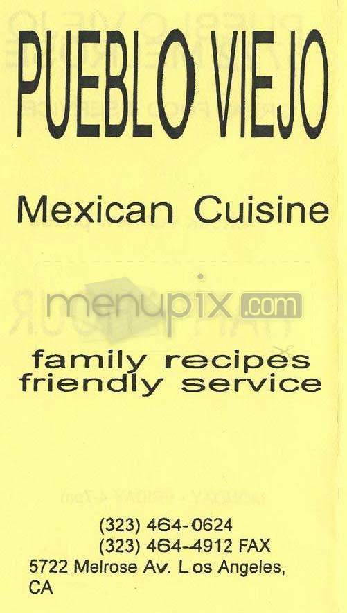 Pueblo Viejo - Los Angeles, CA menu_pic