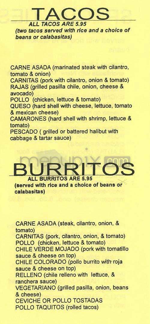 Pueblo Viejo - Los Angeles, CA menu_pic