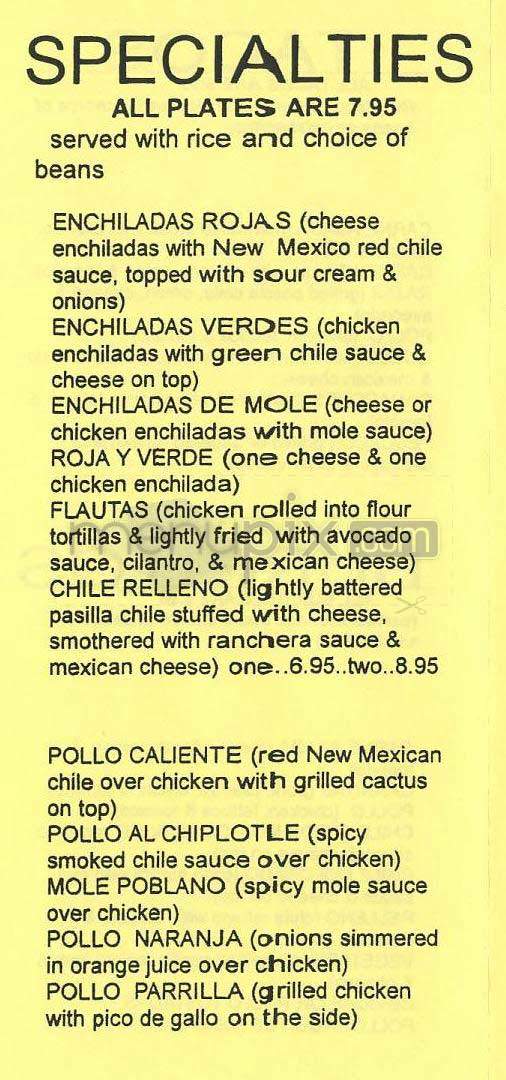 Pueblo Viejo - Los Angeles, CA menu_pic