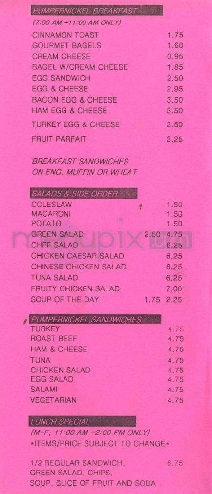 Pumpernickel Delicatessen - Pasadena, CA menu_pic