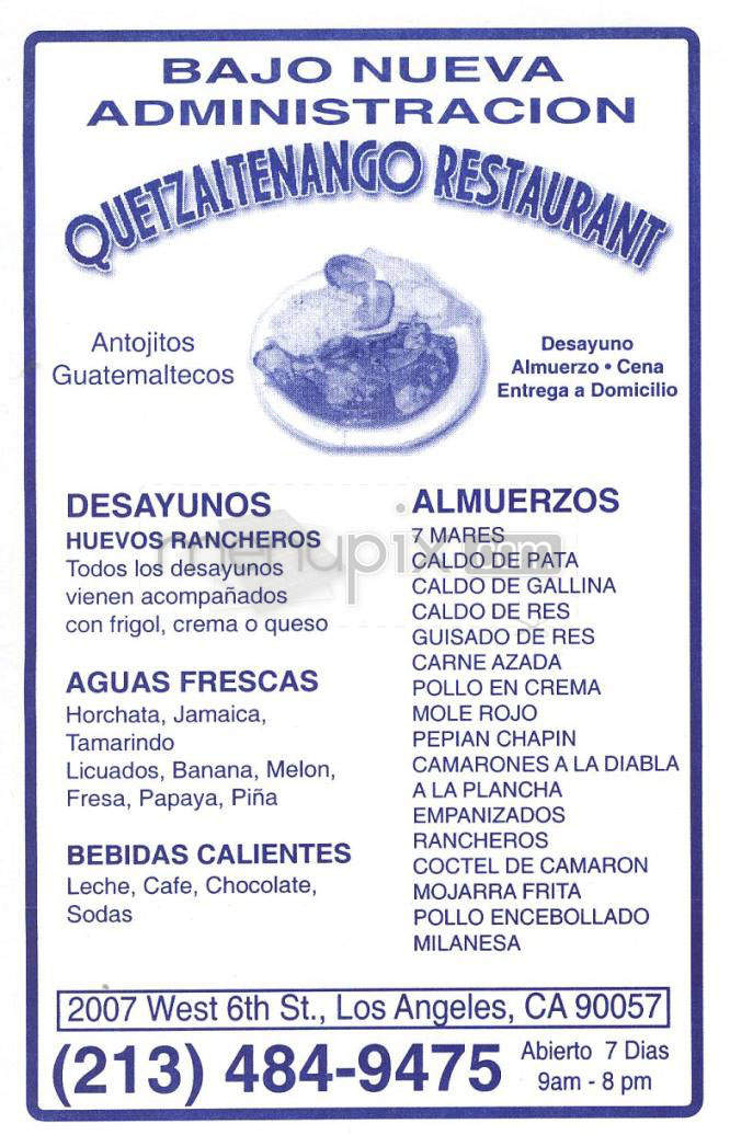 Quetzaltenango Restaurant - Los Angeles, CA menu_pic
