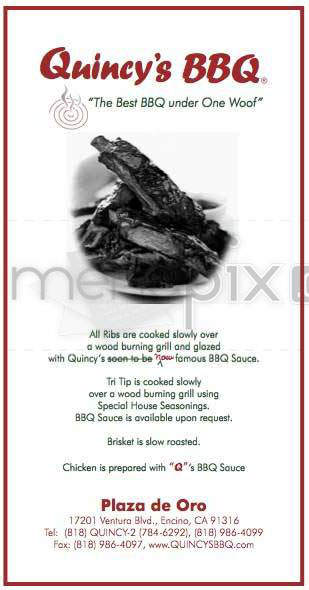 Quincy's Barbecue - Encino, CA menu_pic