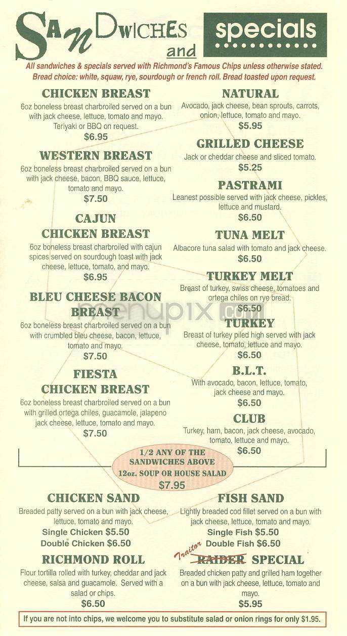 Richmond Bar & Grill - El Segundo, CA menu_pic