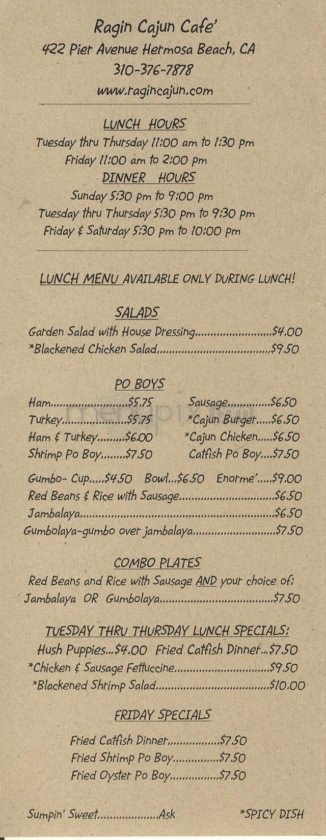 Rajin Cajun - Hermosa Beach, CA menu_pic