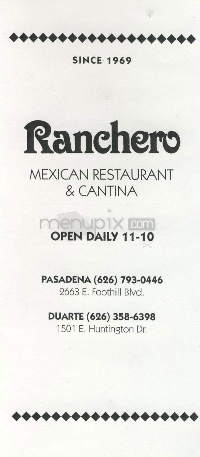 Ranchero Mexican Food - Pasadena, CA menu_pic
