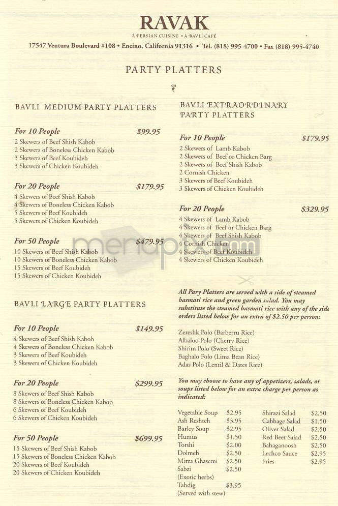 Ravak - Encino, CA menu_pic