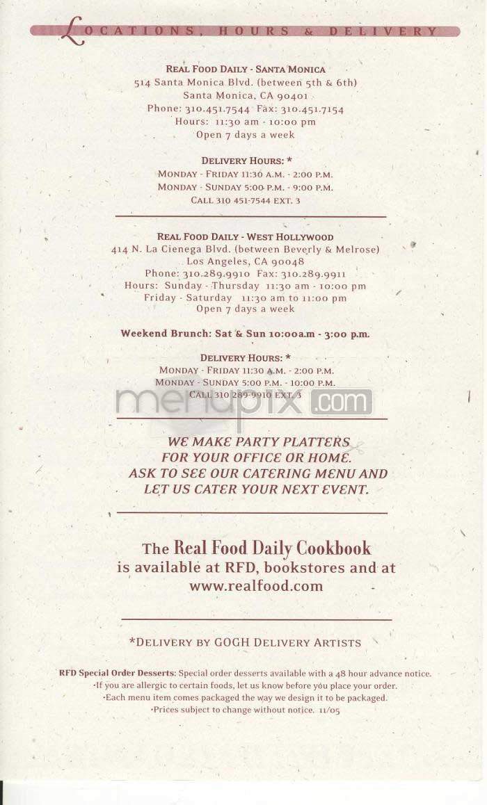 Real Food Daily - Los Angeles, CA menu_pic