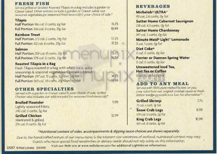 Red Lobster - Canoga Park, CA menu_pic