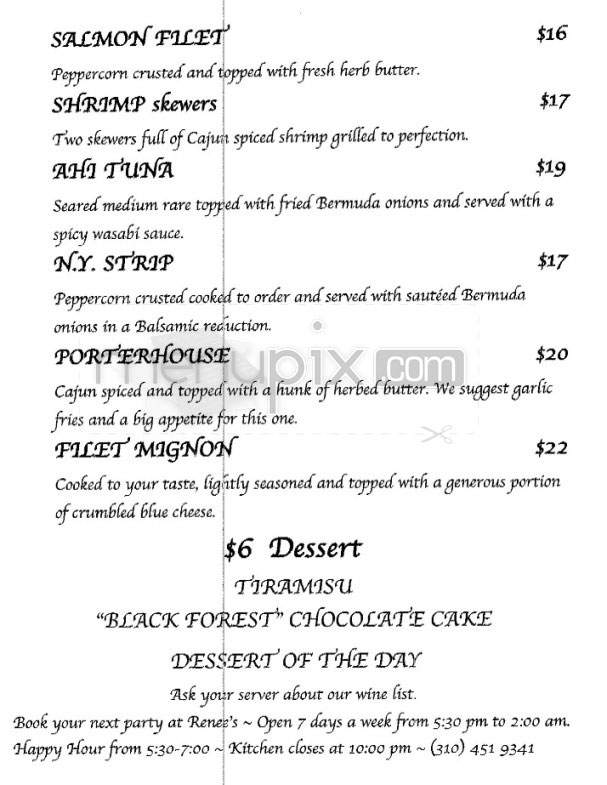 Renee's Courtyard Cafe - Santa Monica, CA menu_pic