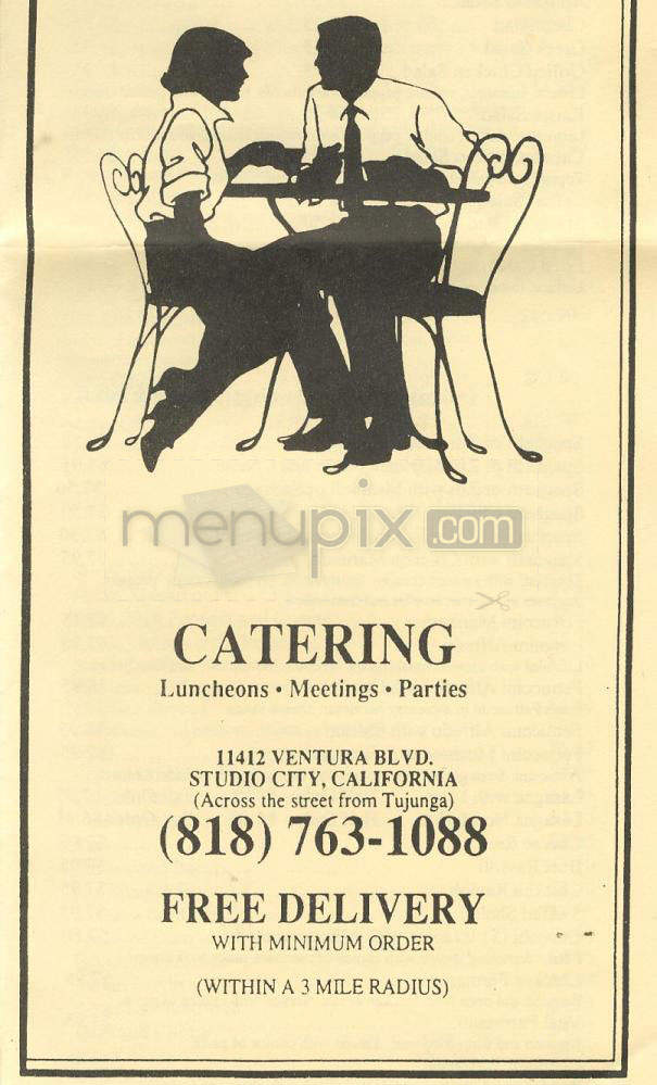 Reno's Pizzeria & Restaurant - Studio City, CA menu_pic