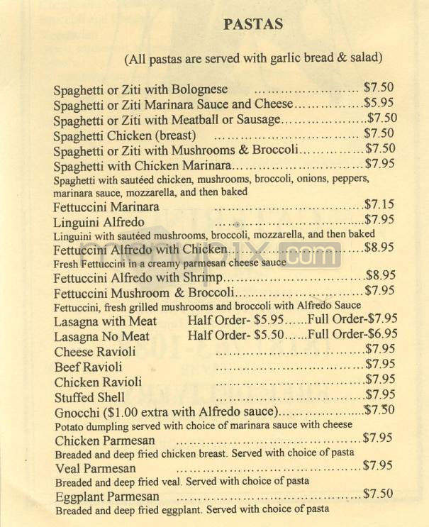 Reno's Pizzeria & Restaurant - Studio City, CA menu_pic