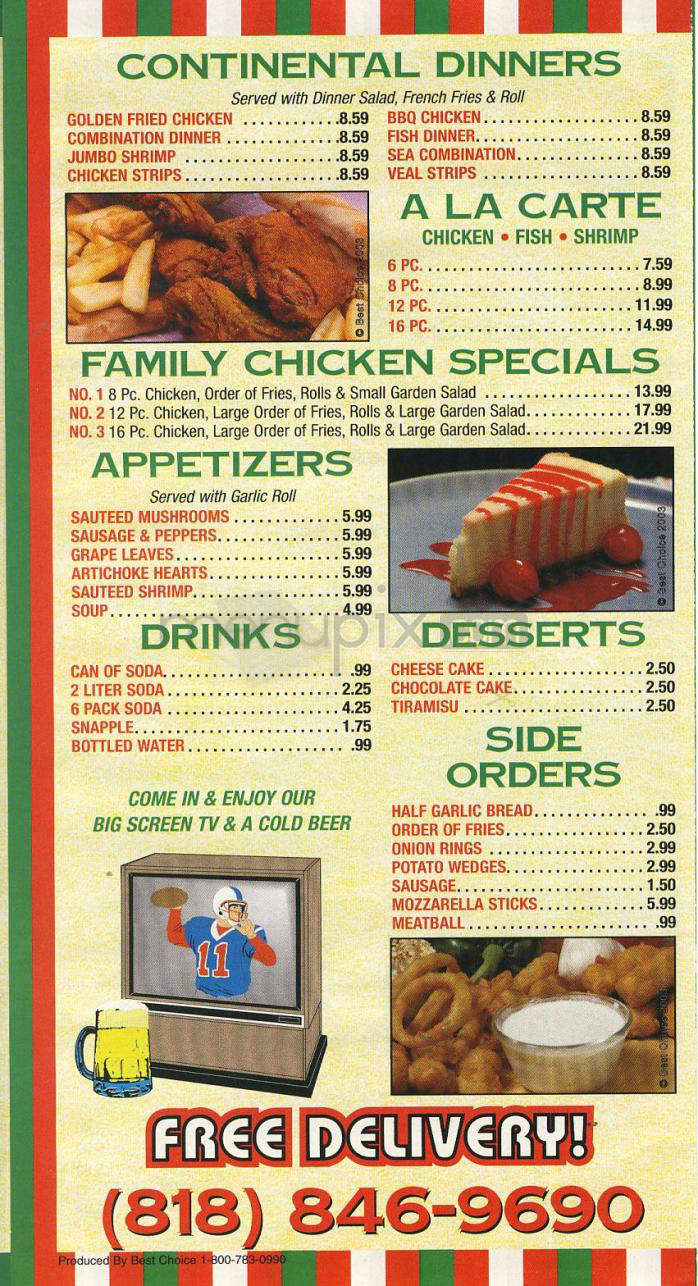 Rico's Pizza - Burbank, CA menu_pic