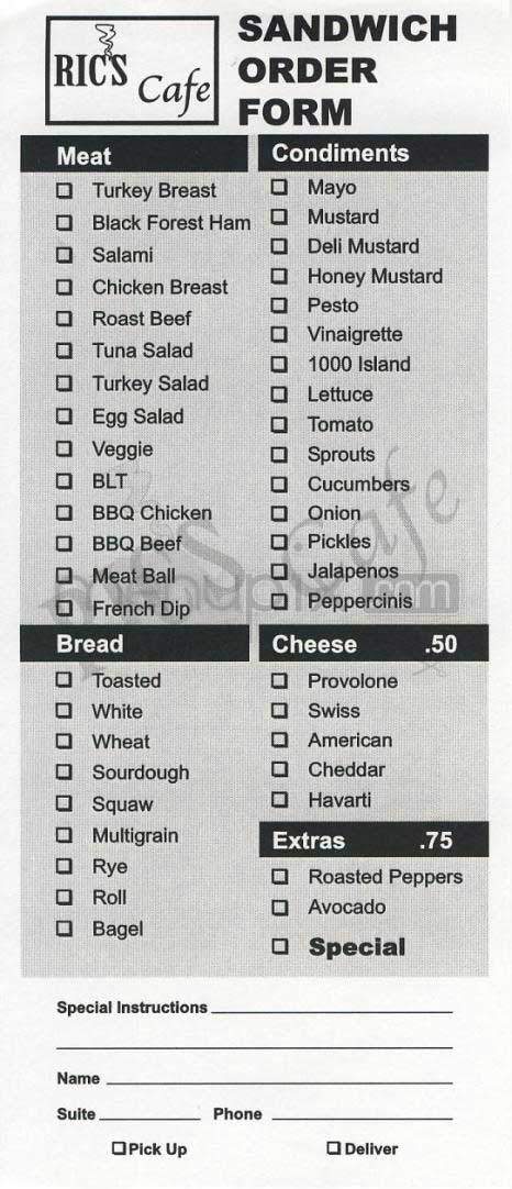Ric's Cafe - Los Angeles, CA menu_pic