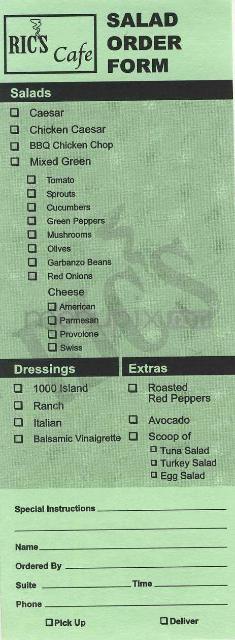 Ric's Cafe - Los Angeles, CA menu_pic