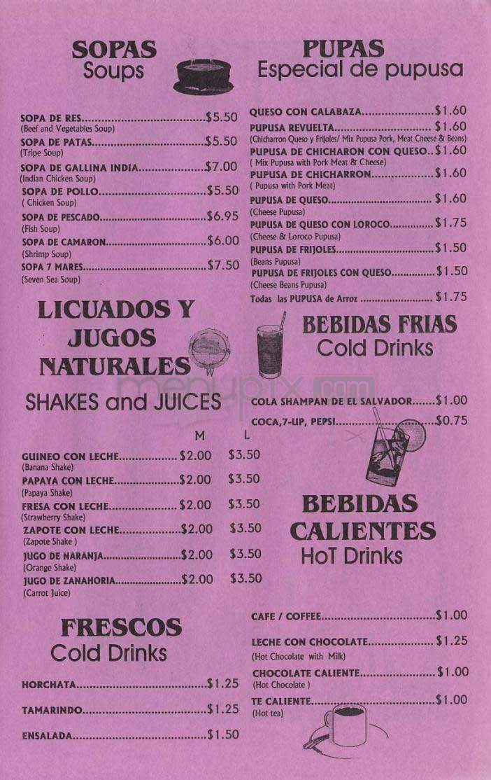 Rincon Salvadoreno - Los Angeles, CA menu_pic