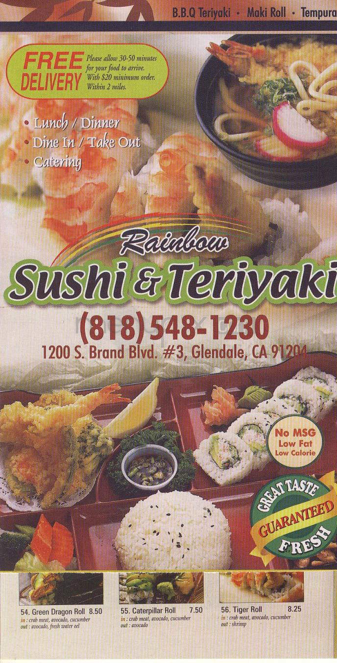 Rainbow Sushi & Teriyaki - Glendale, CA menu_pic