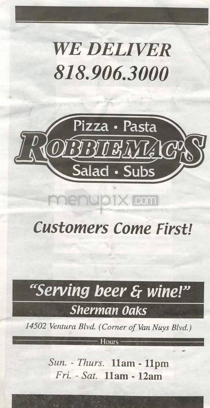 /200754/Robbie-Macs-Pizza-Sherman-Oaks-CA - Sherman Oaks, CA