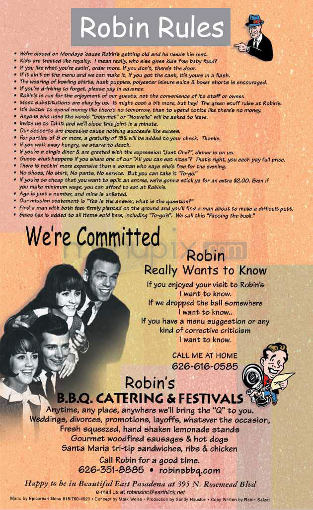 Robin's Wood Fire BBQ & Grill - Pasadena, CA menu_pic