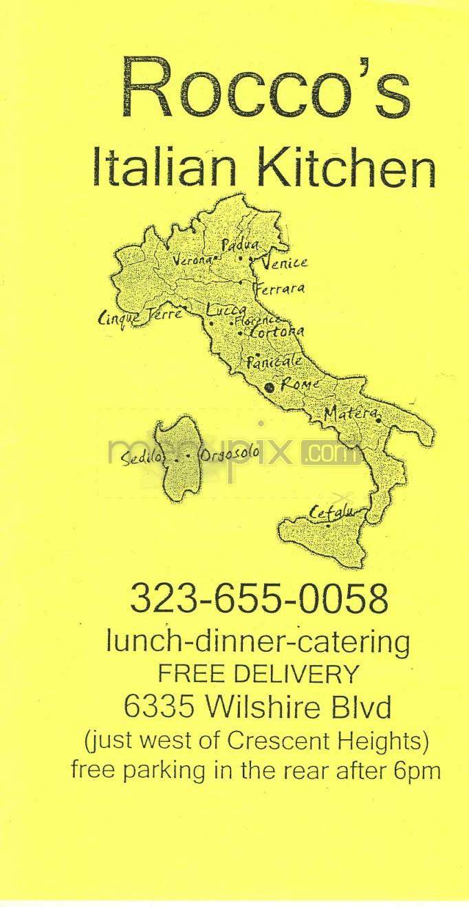 Rocco's - Los Angeles, CA menu_pic