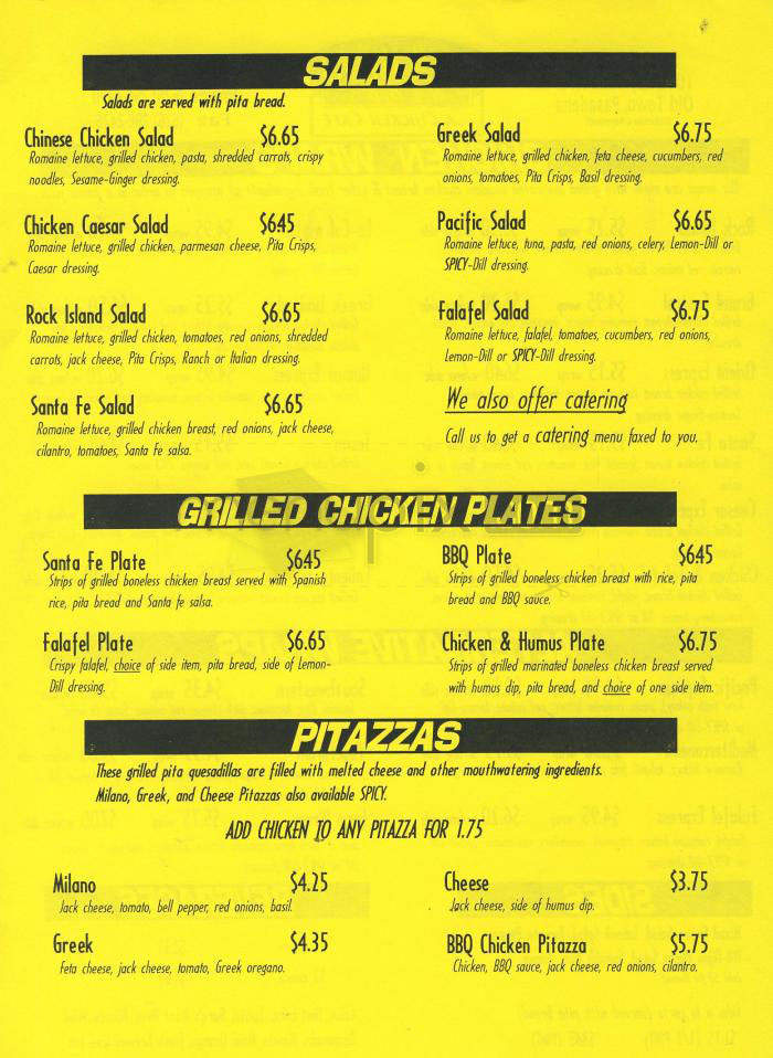 Rock Island Wraps | A Chicken Cafe - Pasadena, CA menu_pic