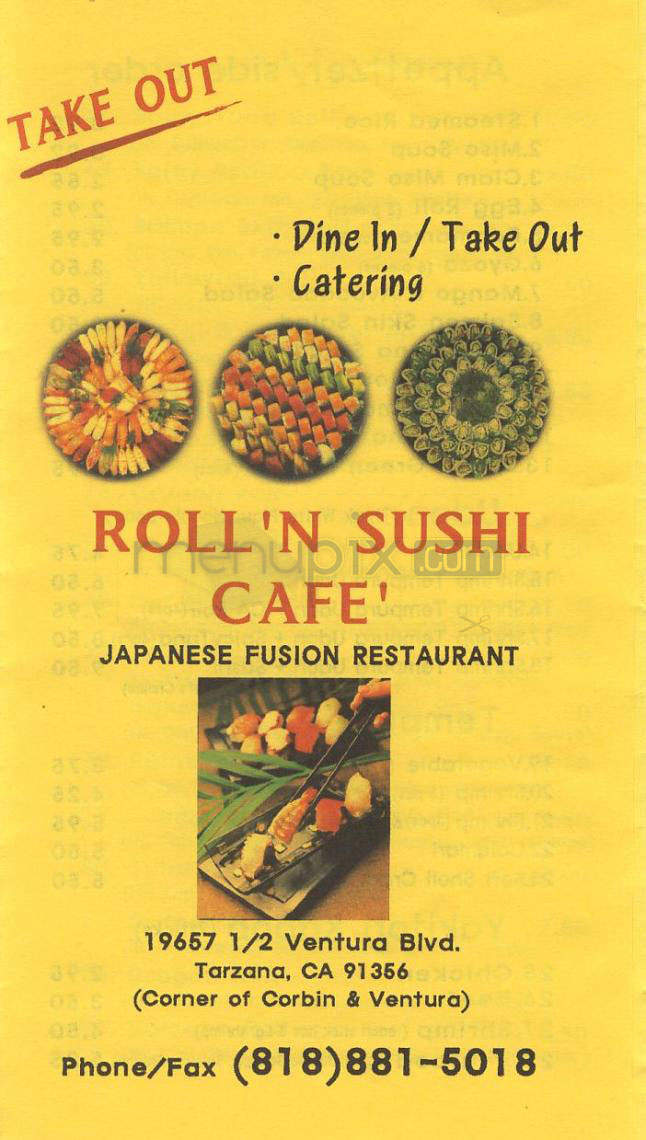 Roll 'N Sushi Cafe - Tarzana, CA menu_pic