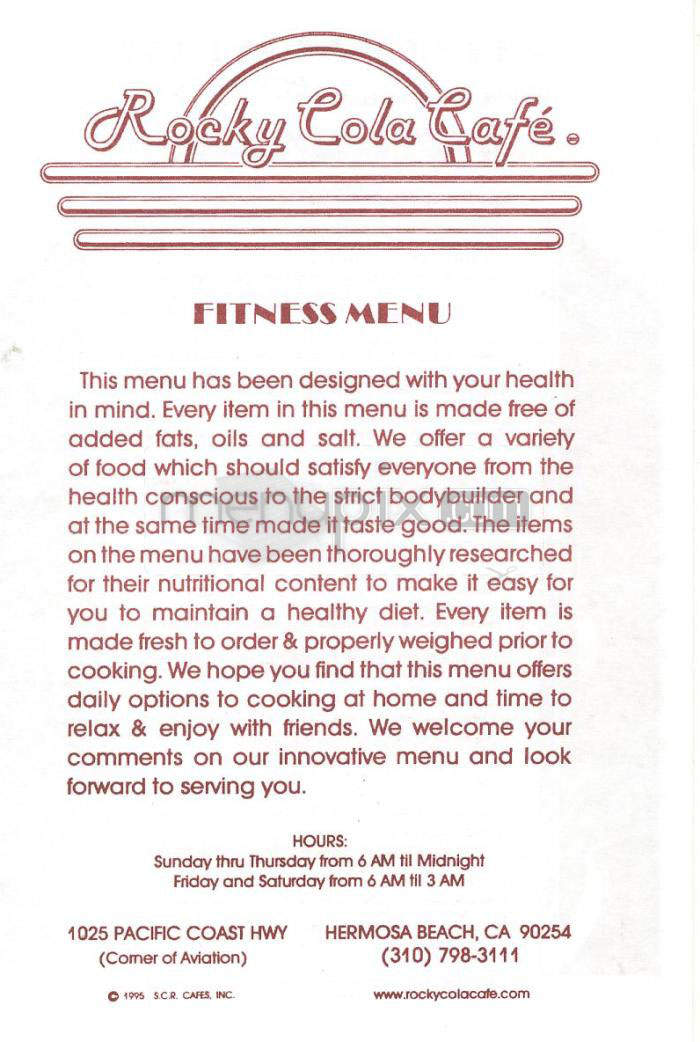 Rocky Cola Cafe - Redondo Beach, CA menu_pic