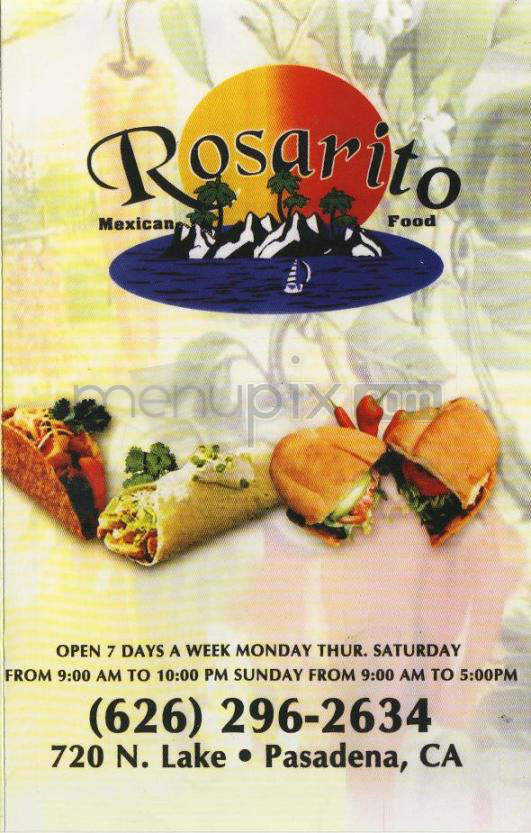 Rosarito Mexican Food - Pasadena, CA menu_pic