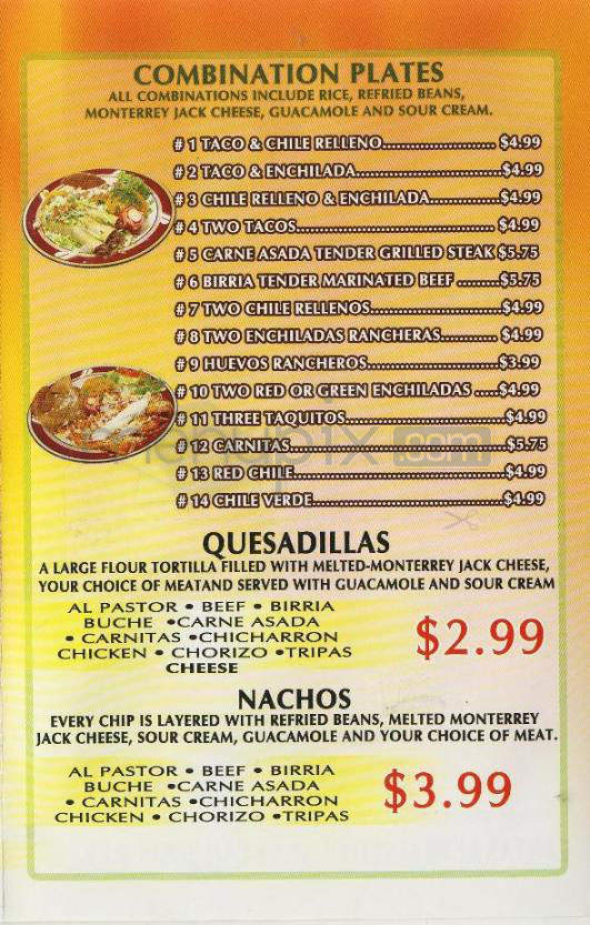 Rosarito Mexican Food - Pasadena, CA menu_pic