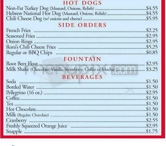 Roni's Diner - Beverly Hills, CA menu_pic