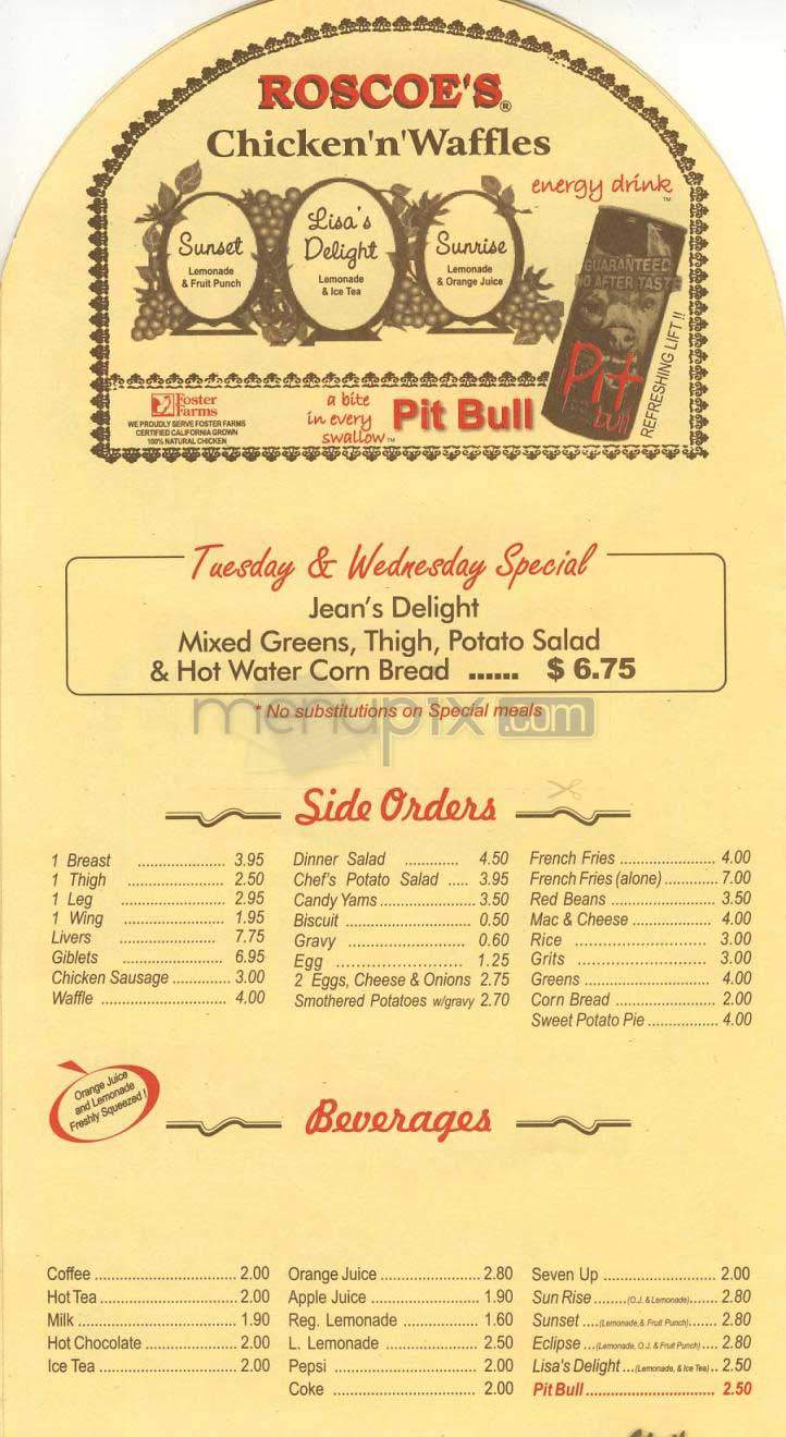 Roscoe's - Los Angeles, CA menu_pic