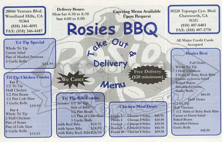 Rosie's BBQ - Chatsworth, CA menu_pic