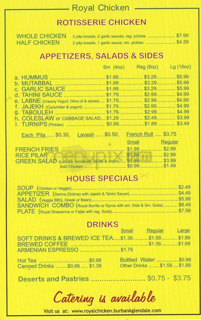Royal Chicken - Burbank, CA menu_pic
