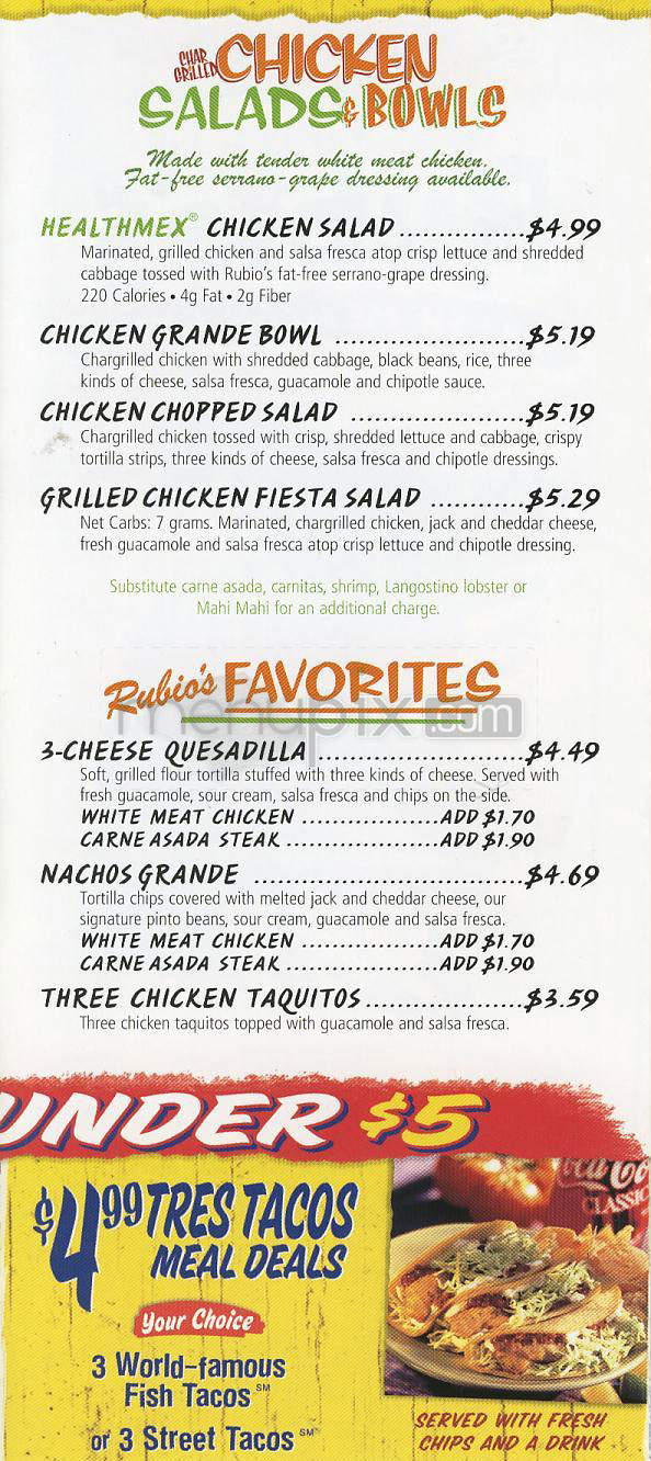 Rubio's Baja Grill - Marina Del Rey, CA menu_pic