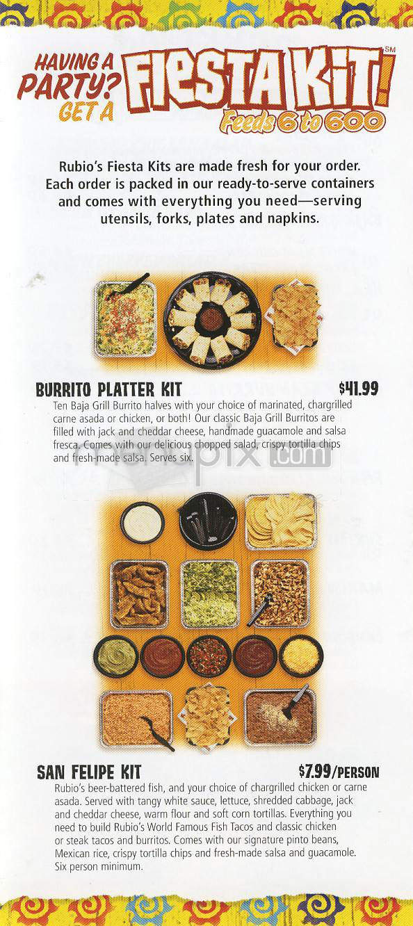 Rubio's Baja Grill - Marina Del Rey, CA menu_pic