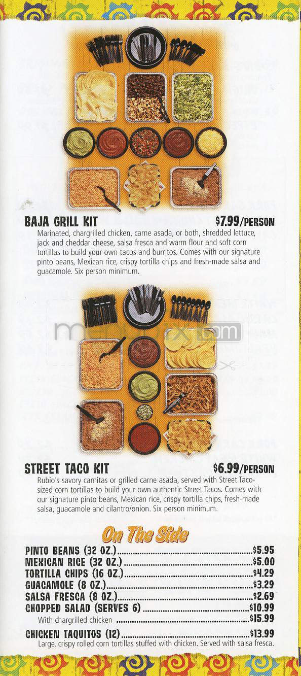 Rubio's Baja Grill - Marina Del Rey, CA menu_pic