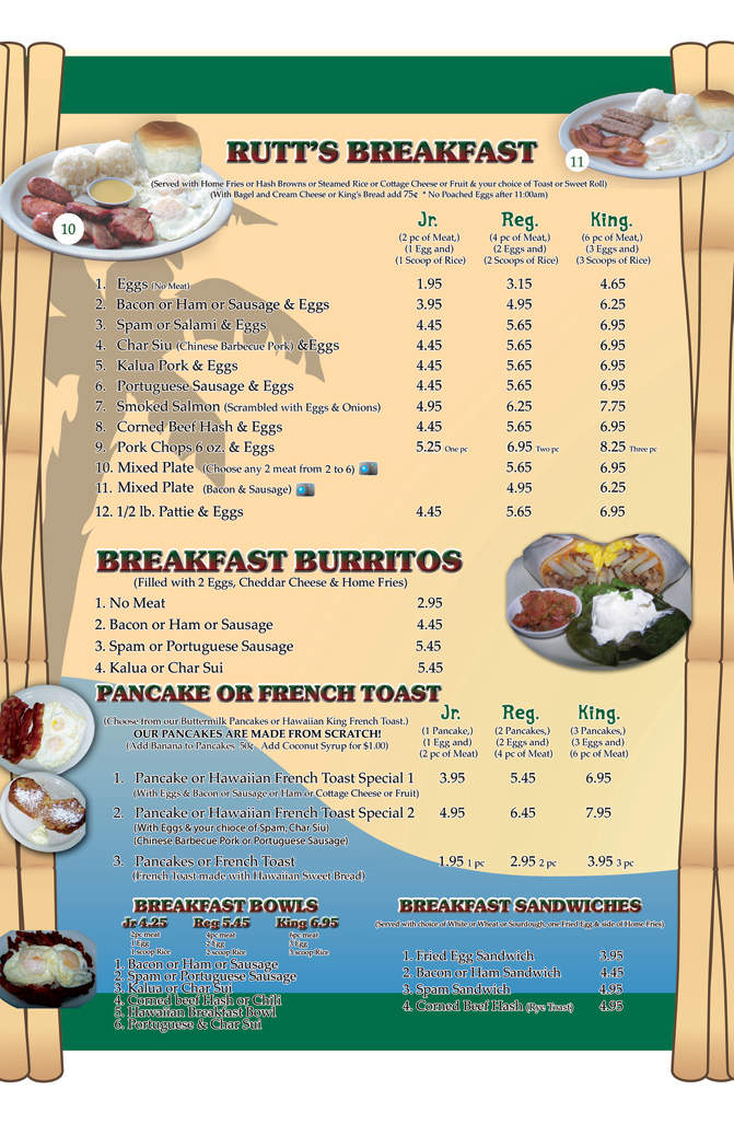 Rutt's Hawaiian Cafe - Los Angeles, CA menu_pic
