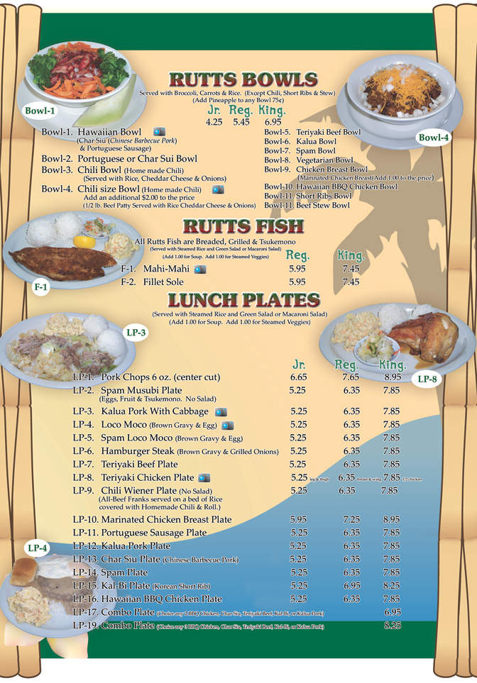 Rutt's Hawaiian Cafe - Los Angeles, CA menu_pic