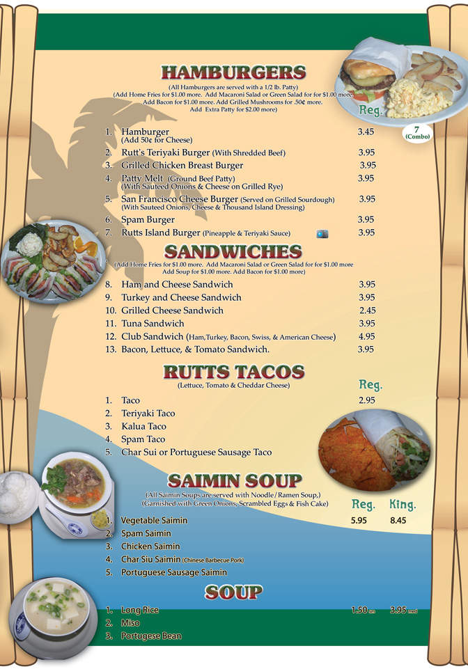 Rutt's Hawaiian Cafe - Los Angeles, CA menu_pic